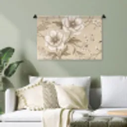 Bloemen - Patroon - Beige Wandkleed katoen klein -sfeer7