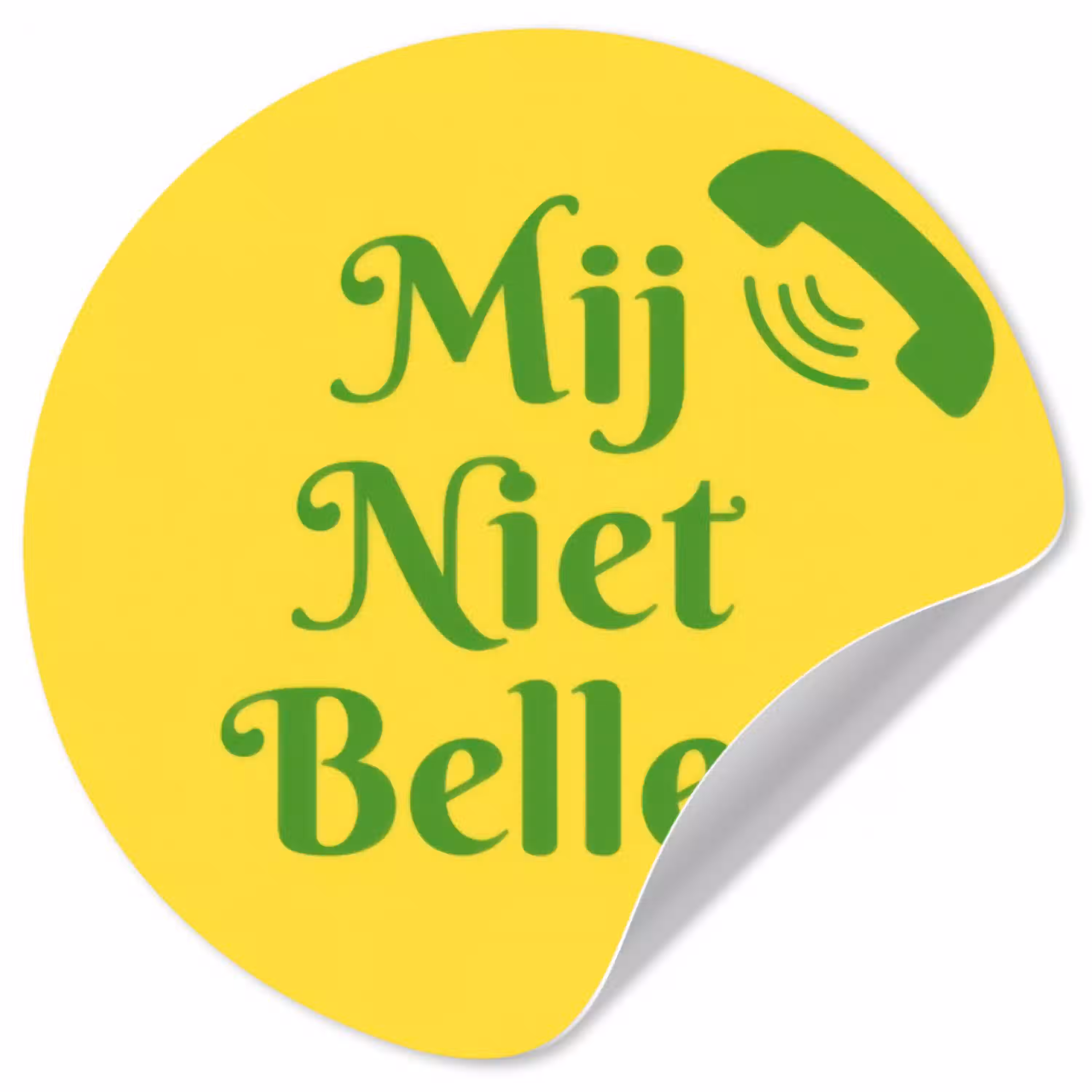 Mij niet bellen - Telefoon - Geel Wandcirkel behangsticker klein -3d