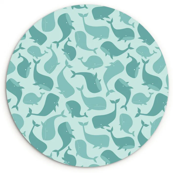 Zee - Dieren - Blauwe vinvis Wandcirkel kunststof plaat 5mm dik klein 188 -3d