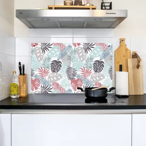 Bladeren - Tropical - Pastel - Jungle Inductie beschemer met haakjes klein -sfeer2
