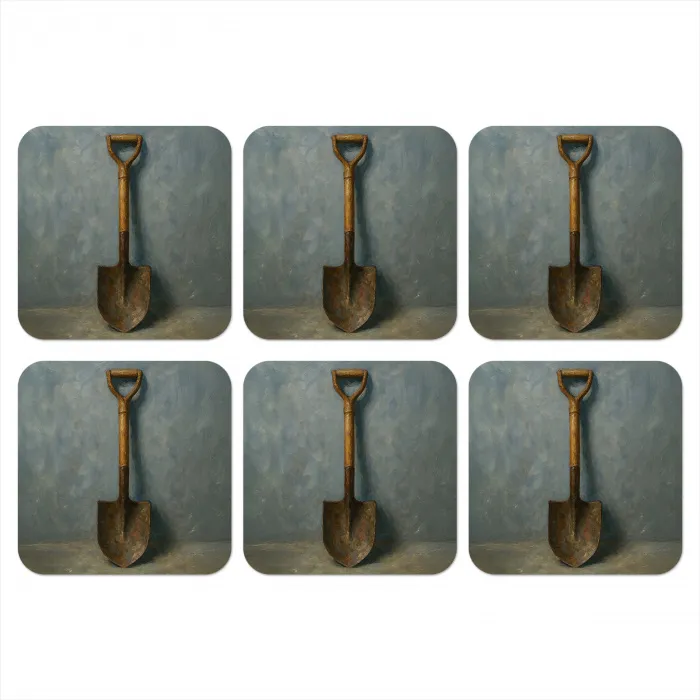 Schep - Gereedschap - Schilderij onderzetter kurk middel -3d