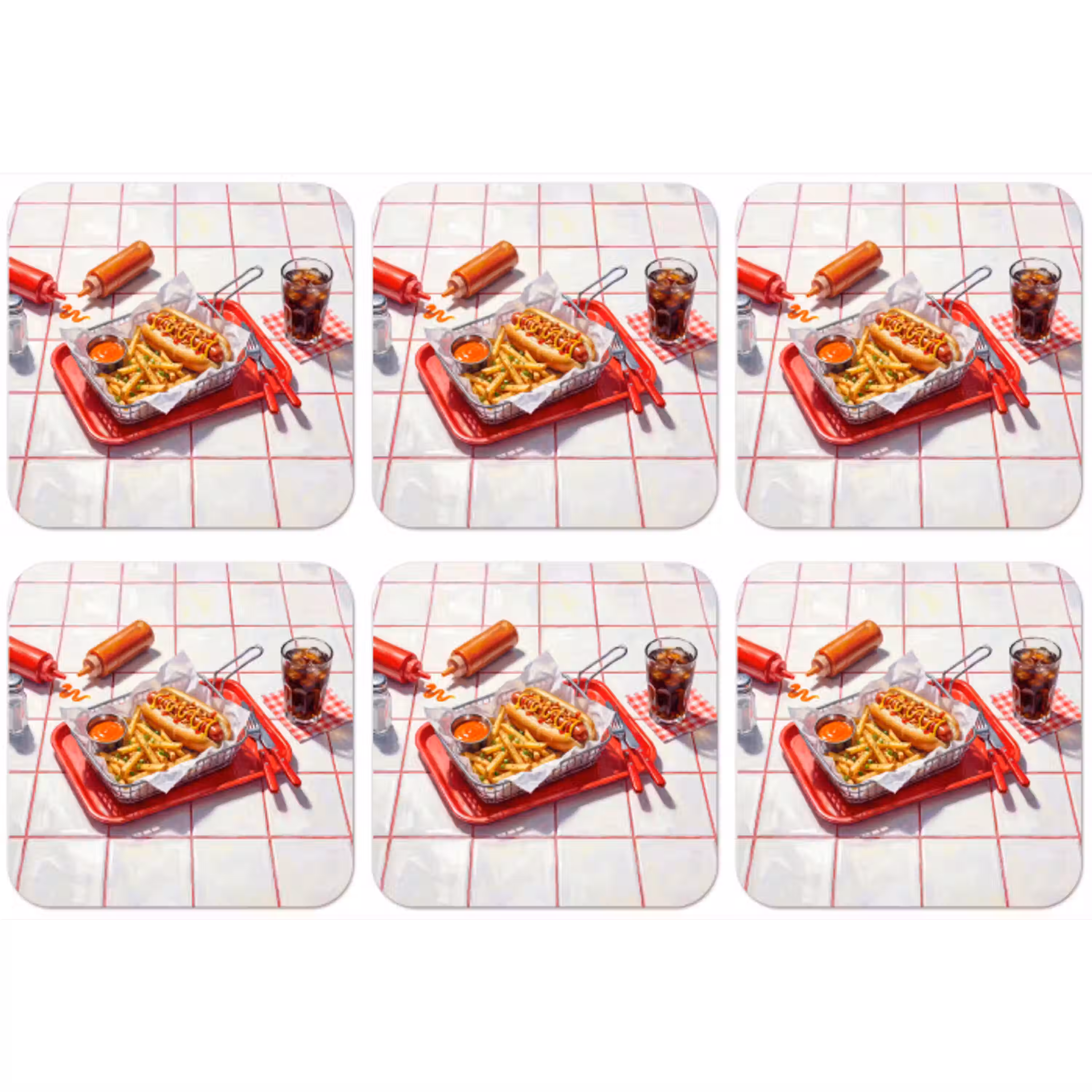 Eten - Hotdog - Fastfood - Modern - Rood onderzetter kurk middel -zkaufland3dotto