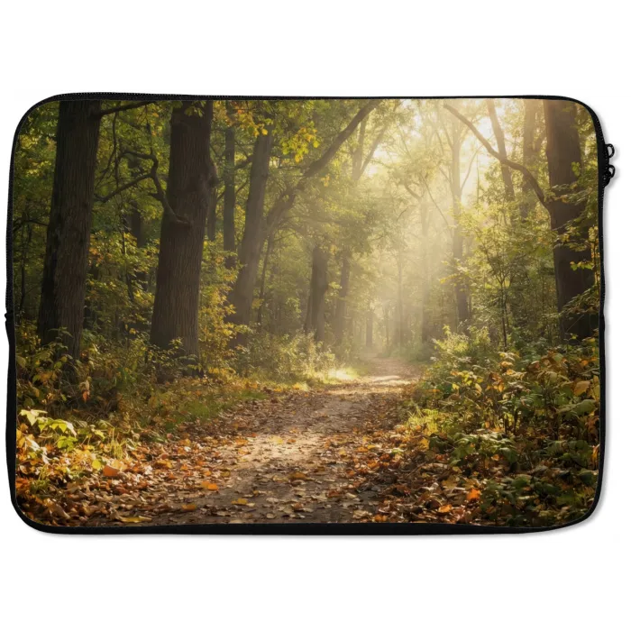 Zonlicht - Bospad - Bomen laptophoes neopreen klein -zkaufland3dotto