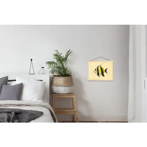 Vis - Sierlijk - Rugvin - Geel textielposter latten blank klein -woonkamer