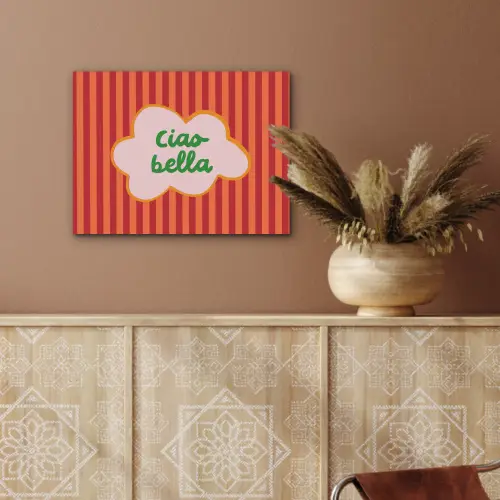 Ciao bella - Tekstwolk - Strepen - Oranje PET vilt klein -sfeer4
