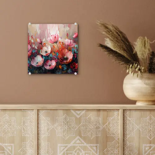 Klaprozen - Roze - Bloemen - Botanisch - Kunst plexiglas 5mm klein -sfeer5