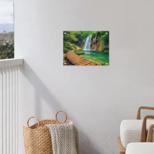 Boswaterval met Houten Pad tuinposter los doek klein -sfeer8