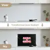 Quote - Regenboog - Roze - Zwart keuken achterwand spatscherm klein -voor_na_NL