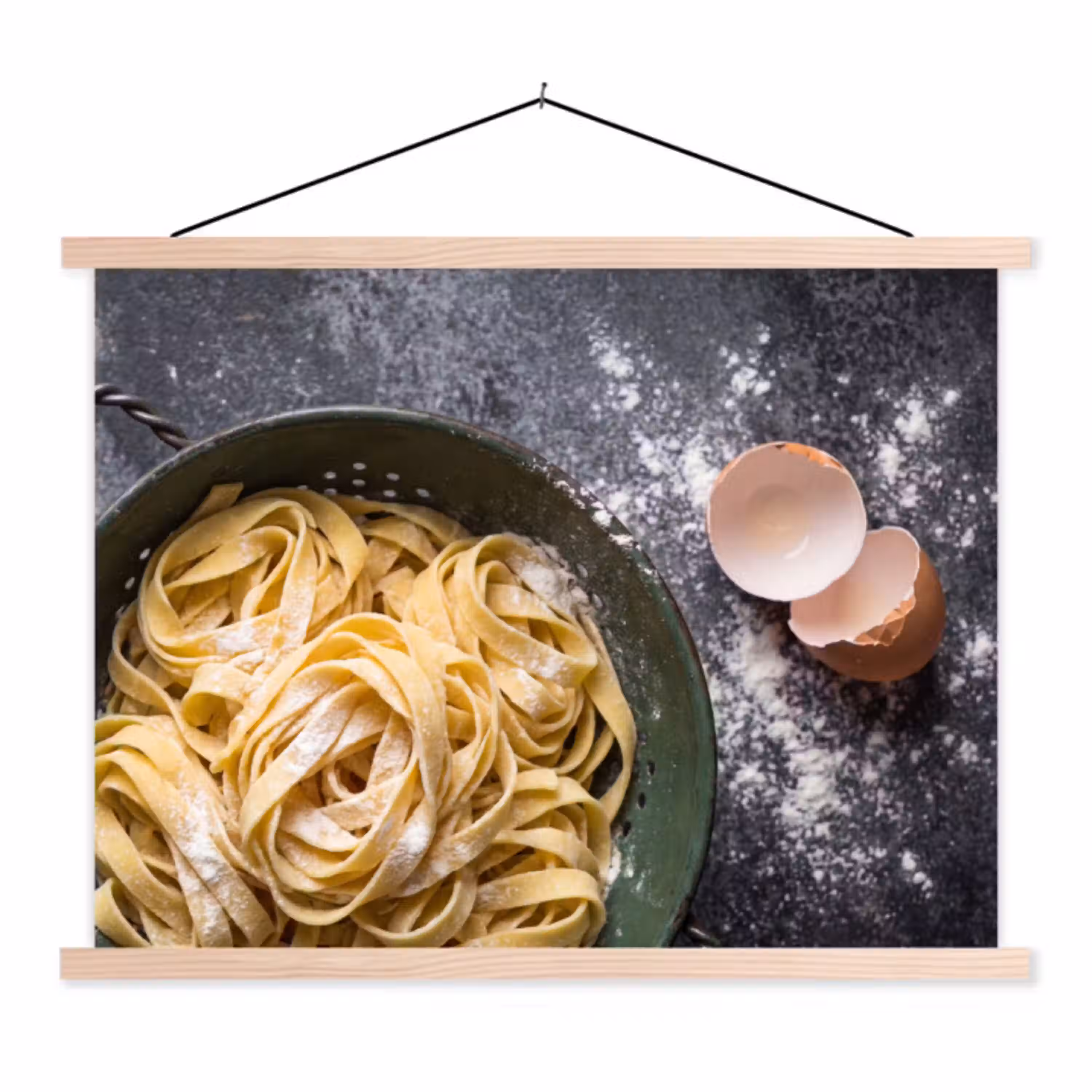 Pasta - Keuken - Eten textielposter latten blank klein -3d