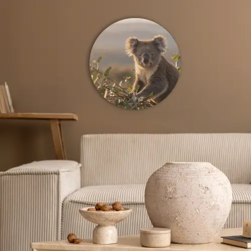 Koala - Bladeren - Ochtendlicht Akoestische PET Vilt - Rond klein -sfeer1