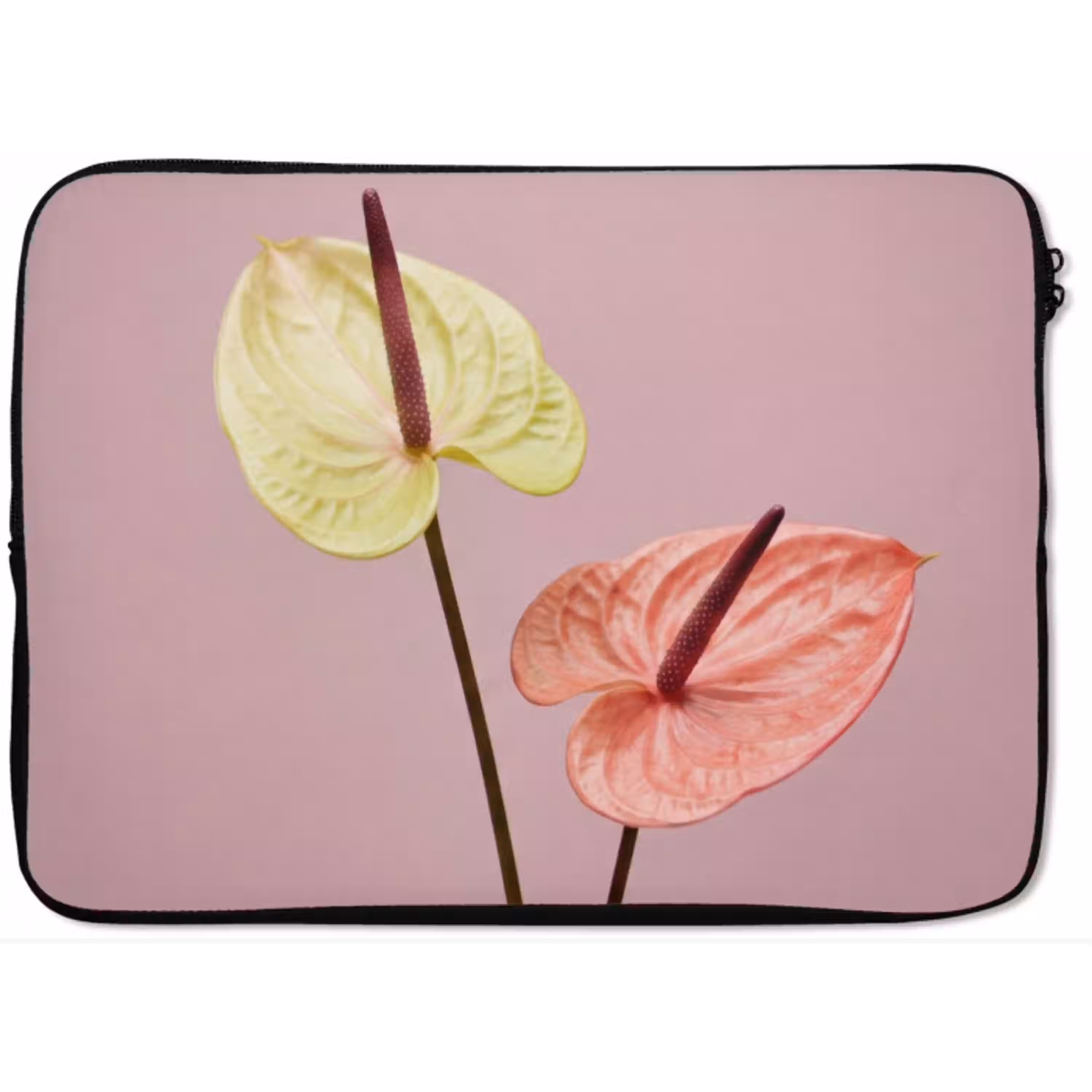 Bloemen - Anthuriums - Geel - Roze laptophoes neopreen klein -zkaufland3dotto