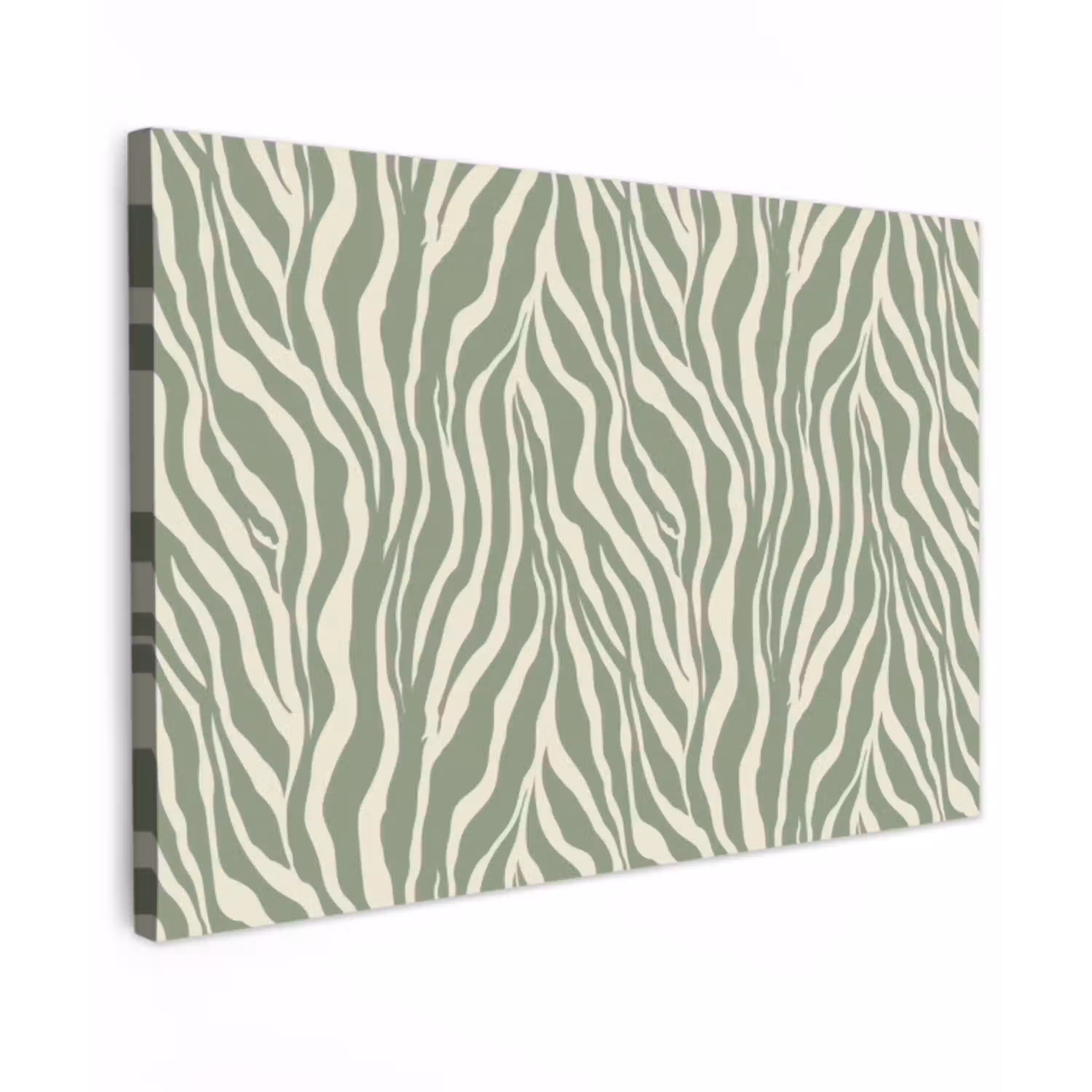 Zebra - Motief - Groen canvas 2cm klein 34 -z3d