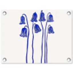 Bloemen - Blauw - Lijnen - Bloemblaadjes tuinposter los doek klein -3d
