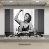 Vrouw - Spaghetti - Zwart - Wit keuken achterwand spatscherm klein -3d_website