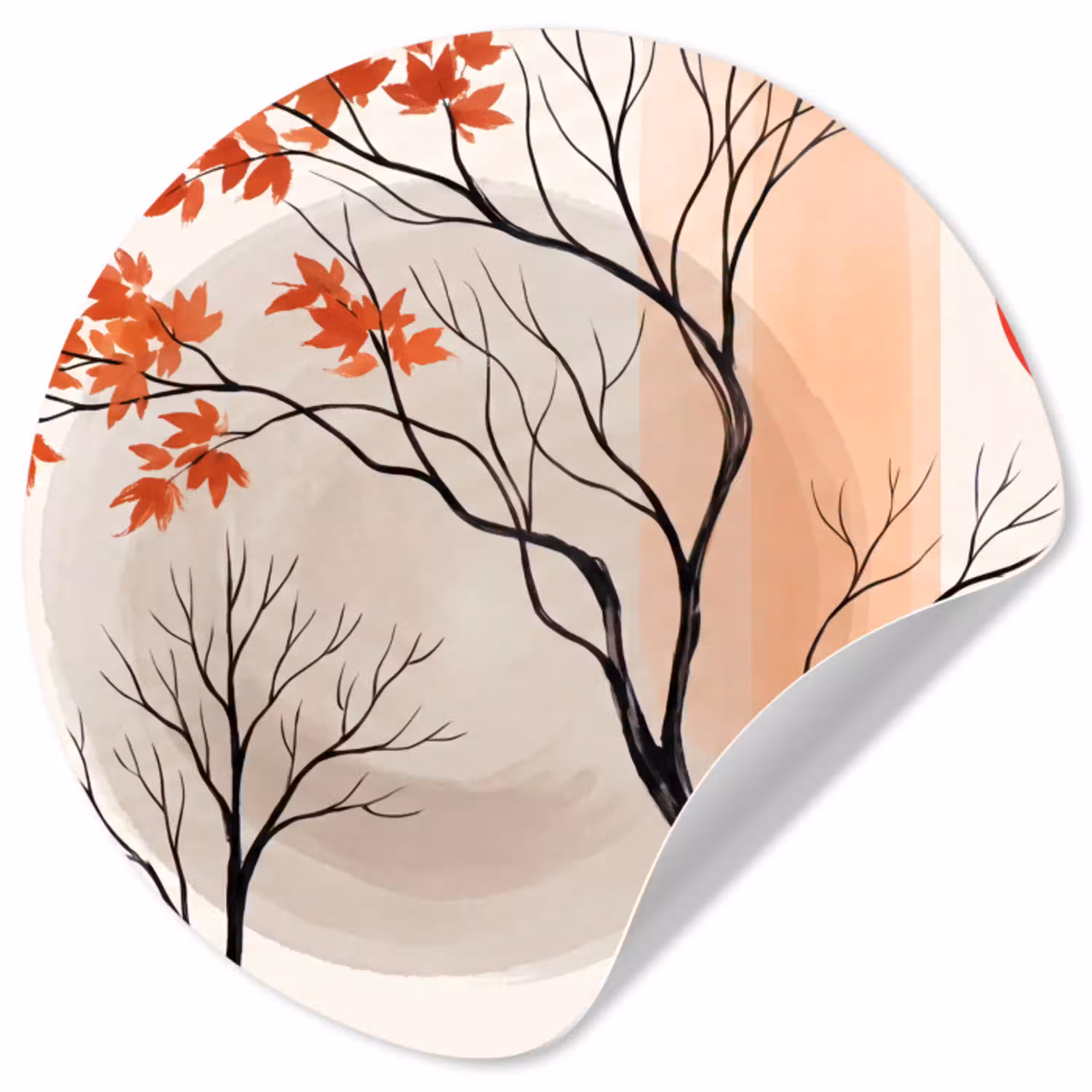 Boom - Rood - Abstract Wandcirkel behangsticker klein -3d