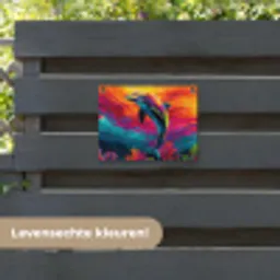 Dolfijn - Kleurrijk - Oceaan - Koraal tuinposter los doek klein -sfeer3