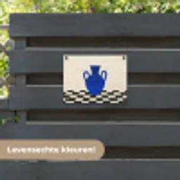 Vaas - Blauw - Geblokt - Modern tuinposter los doek klein -sfeer3