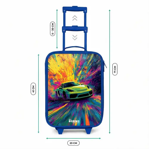 Sportwagen - Explosie - Kleurrijk - Verfstrepen Kinderkoffer - Blauw klein -productfoto_formaten