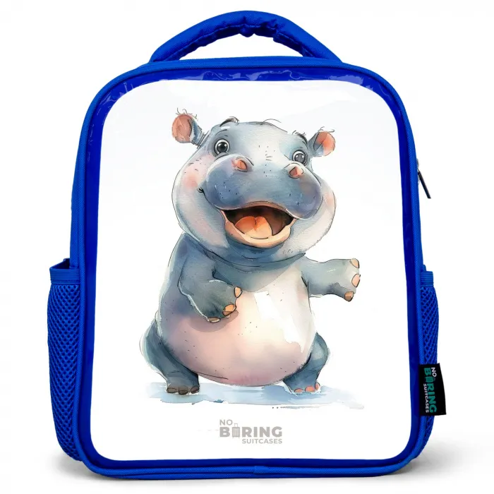 Baby nijlpaard Kinderrugzak - Blauw middel -3d