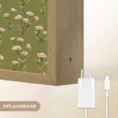 Landelijk - Bloemen -  Groen Light Box met batterij (Wandlamp) middel 907 -USP_websiteoplaadbaarNL