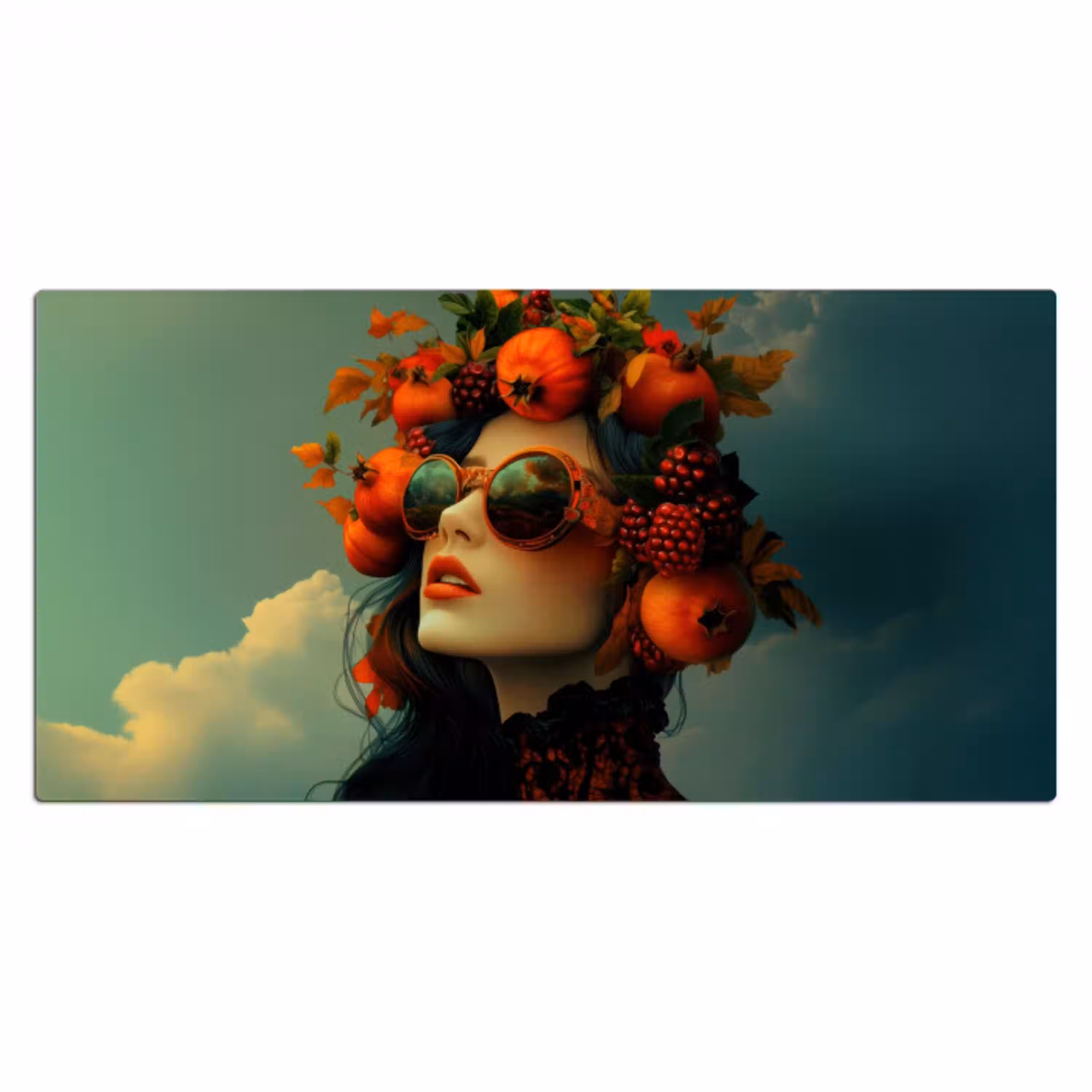 Vrouw - Granaatappel - Herfst - Zonnebril Muismat XXL klein -3d_leeg