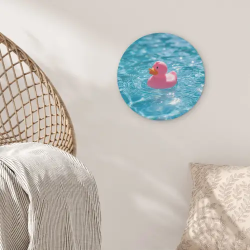 Badeend - Dobberend - Roze Akoestische PET Vilt - Rond klein -sfeer4
