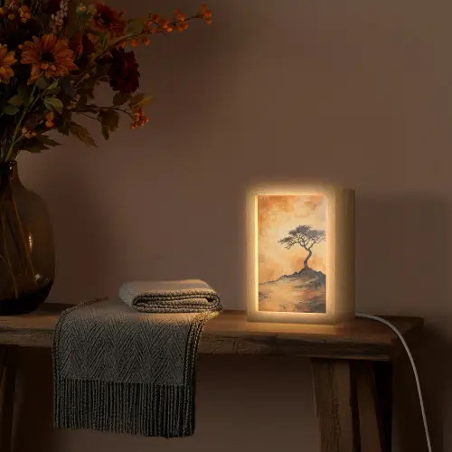 Boom - Landschap - Oranje Light Box met kabel (Tafellamp) klein -sfeer4