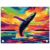 Zonsondergang - Walvis - Geschilderd - Kleurrijk tuinposter los doek klein -3d
