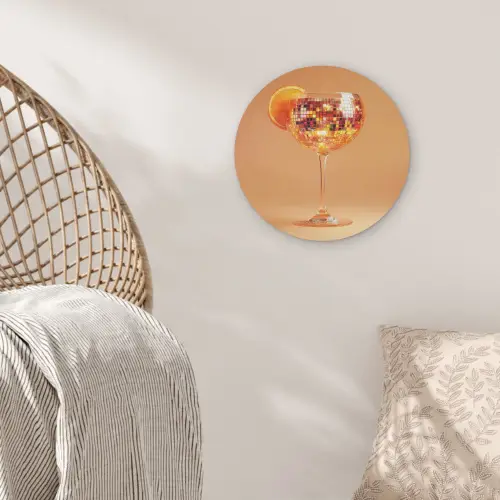 Drank - Oranje - Glitter - Disco Akoestische PET Vilt - Rond klein -sfeer4