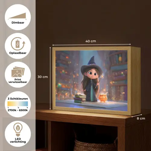 Tovenares - Magie - Toverstaf - Sterren Light Box met batterij (Wandlamp kind) middel -USP_websiteoverzichtNL