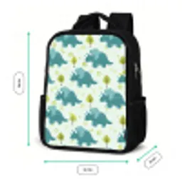 Triceratop - Blauw - Stippen - Boompjes Rugzak - Zwart middel -productfoto_formaten
