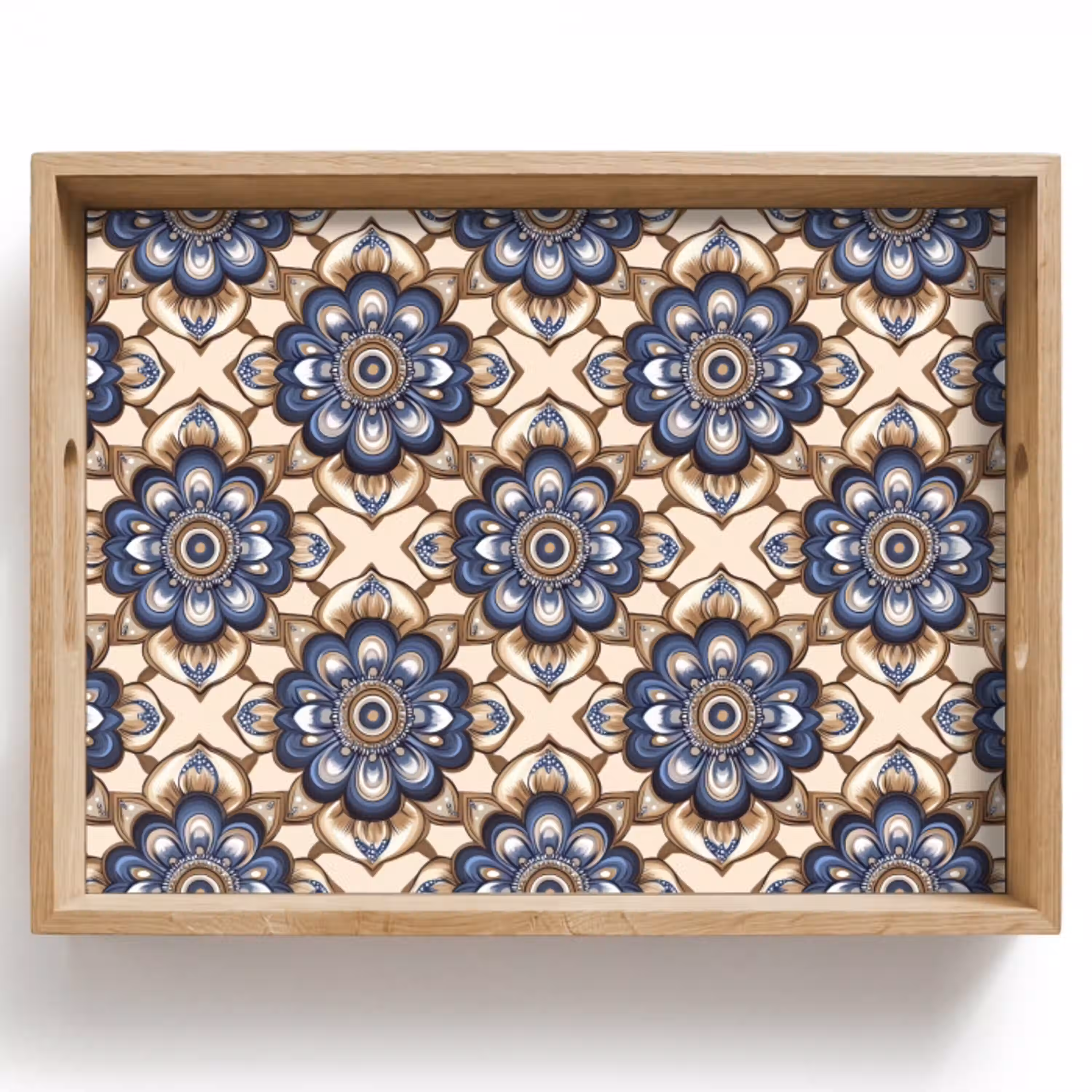 Floraal - Ornament - Blauw Dienblad Rechthoek middel 911 -z3d_shopping