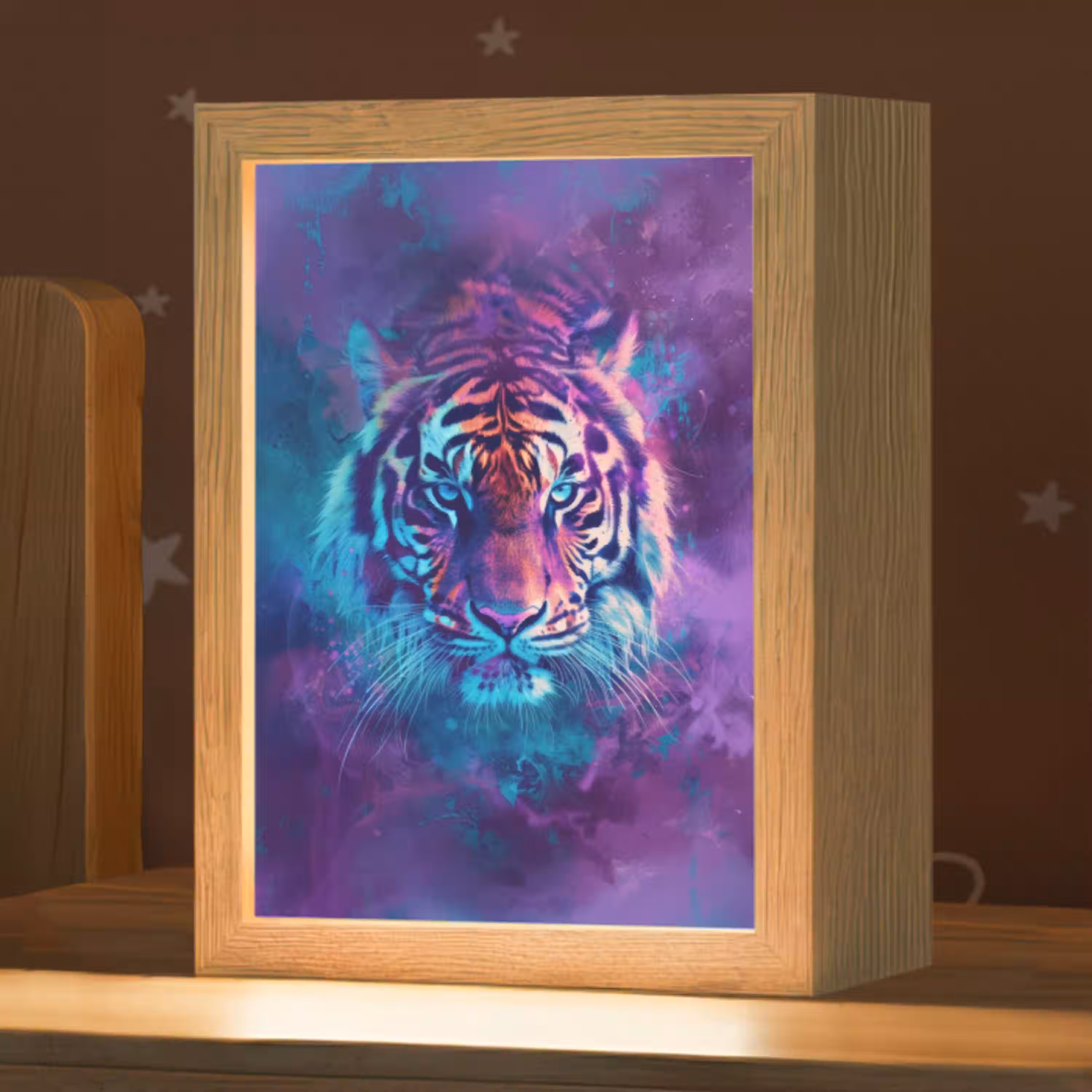 Tijger - Kleurrijk - Rook - Dieren Light Box met kabel klein -zzz_3d_website