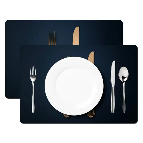 Bestek - Donkerblauw - Goud Placemat vinyl groot -zzsfeer2_Kitchenyeah-website