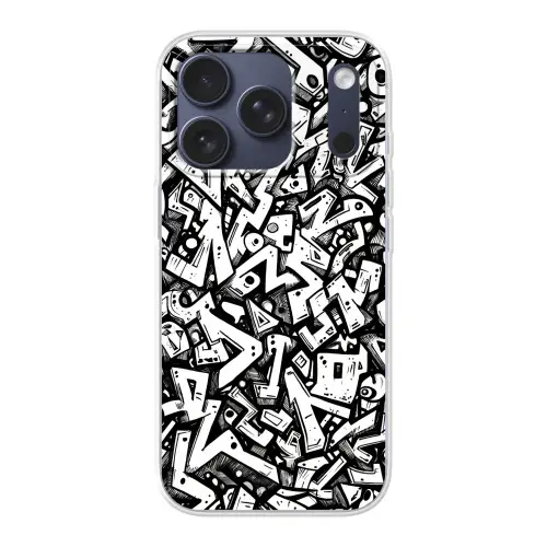 Vormen - Letters - Graffiti - Zwart Telefoonhoesje iPhone 17 Pro klein -3d