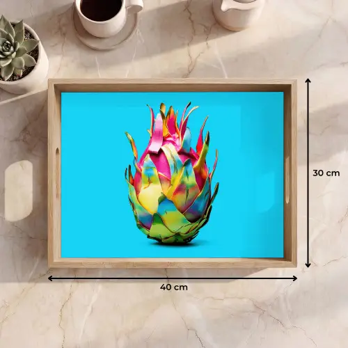 Drakenfruit - Blauw - Levendig Dienblad Rechthoek middel -USP_Formaat