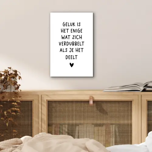 Quotes - Geluk is het enige wat zich verdubbelt - Spreuken aluminium wit klein -sfeer3
