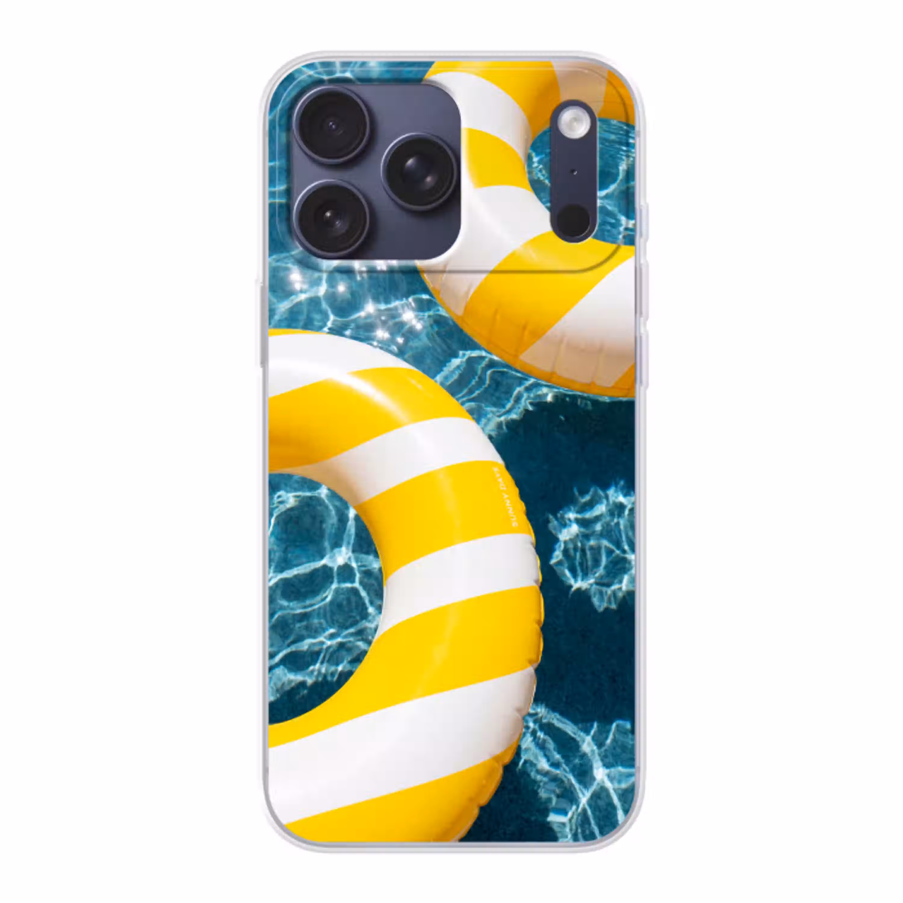 Zwembad - Zwembanden - Zomer - Geel - Blauw Telefoonhoesje iPhone 17 Pro Max klein -3d