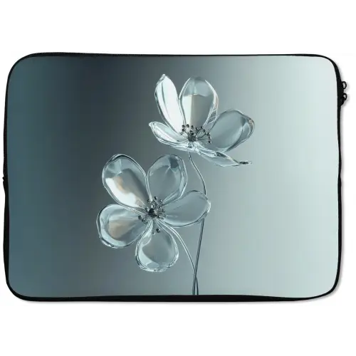 Kristal - Bloemen - Grijs laptophoes neopreen klein -zkaufland3dotto