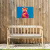 Muis - Kimono - Bloemen - Blauw Tuinposter op houten frame 2 cm dik klein -sfeer4