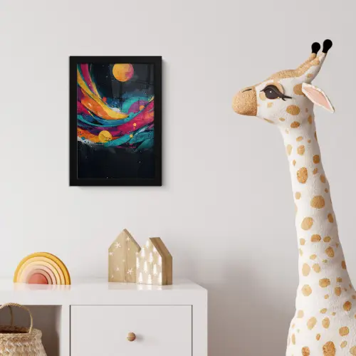 Banen - Golven - Kleurrijk - Abstract fotolijst zwart zonder passe partout klein -usfeer4_kinderkamer