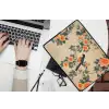 Vogel - Tak - Bloemen - Oranje laptophoes neopreen klein -bureau