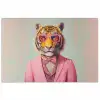 Tijger - Strik - Jasje - Roze poster papier klein -3d