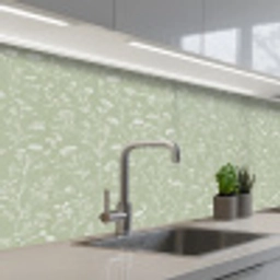 Bloemen - Patroon - Groen keuken achterwand 2 middel 871 -3d_schuin