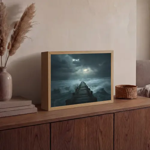 Steiger - Storm - Golven Light Box met batterij (Wandlamp) middel -sfeer2