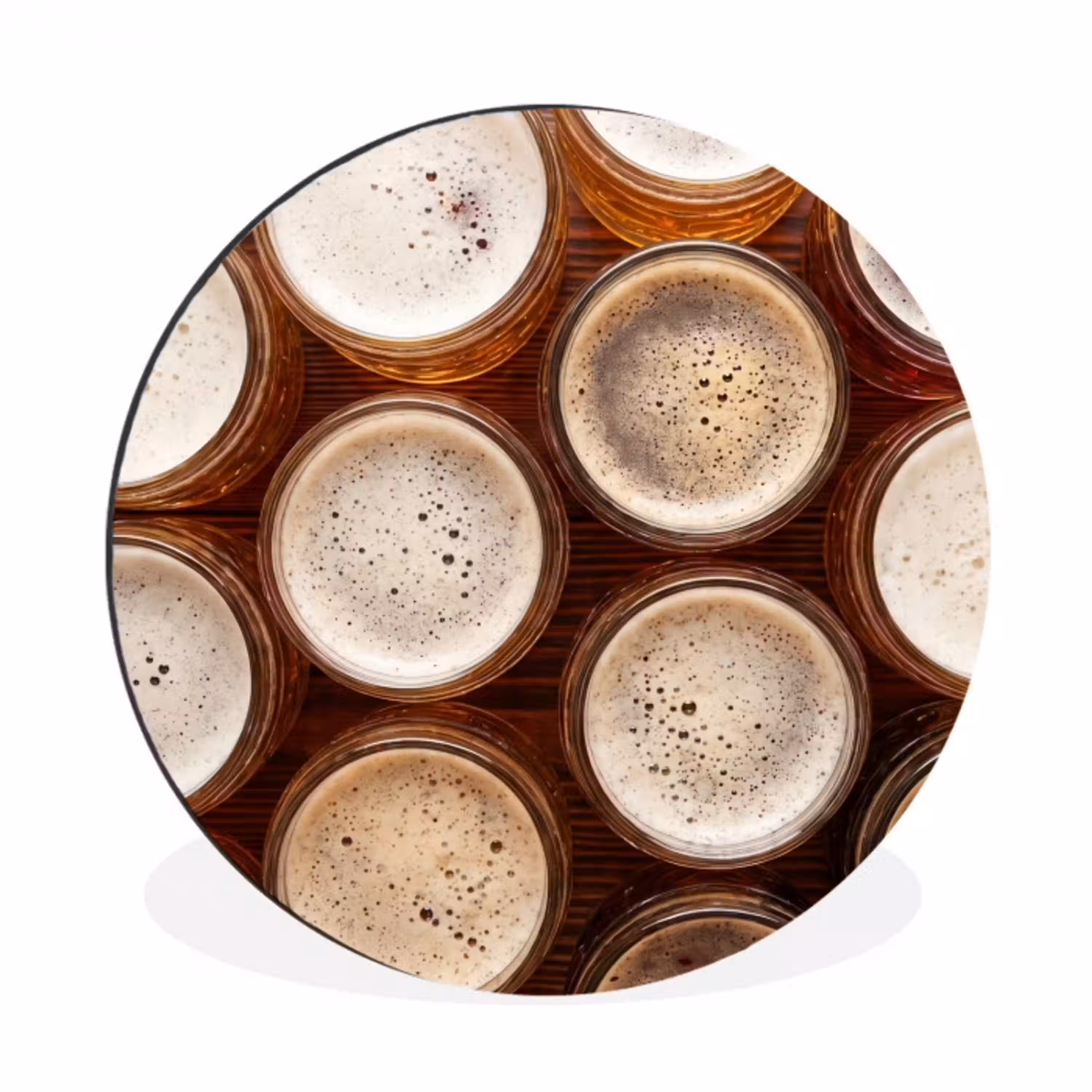 Eten - Glazen - Drank - Patroon - Bruin Wandcirkel aluminium klein -3d