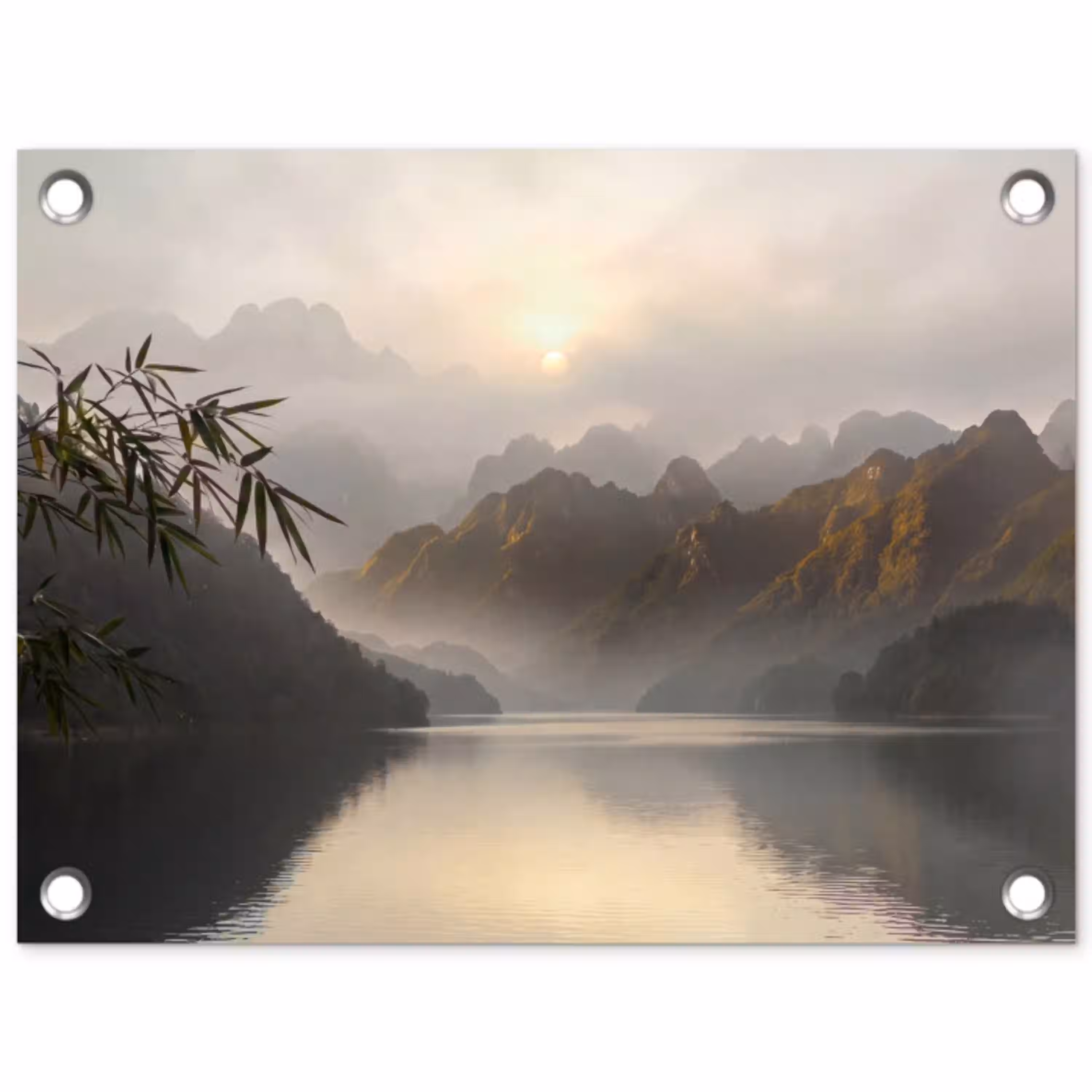 Bergen - Water - Mist - Natuur - Landschap tuinposter los doek klein -3d
