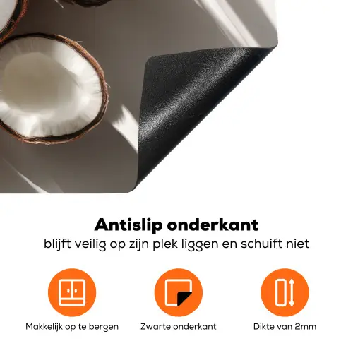 Kokosnoten - Bruin - Shaduw Inductie beschermer vinyl 3mm klein -zzzzzzz-td-onderkant