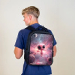 Roze Alien in Sterrennevel Rugzak - Zwart middel -sfeer8