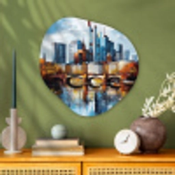 Bomen Frankfurt- Stad - Skyline - Brug Wandcirkel Organisch Plexiglas middel -sfeer2